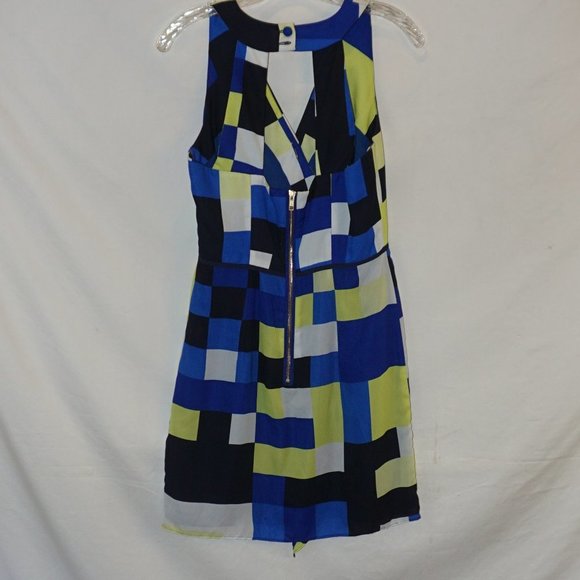 Milly Avant-Garde Geometric Op-Art Cubist Colorblock Wrap Mini Sheer Dress NWT 4 - Picture 3 of 11